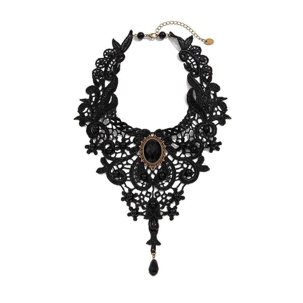 Stylish Gothic Necklace Geometric Lace Clavicle Chain for Women Halloween Neck Chain Punk Style Party Accessories