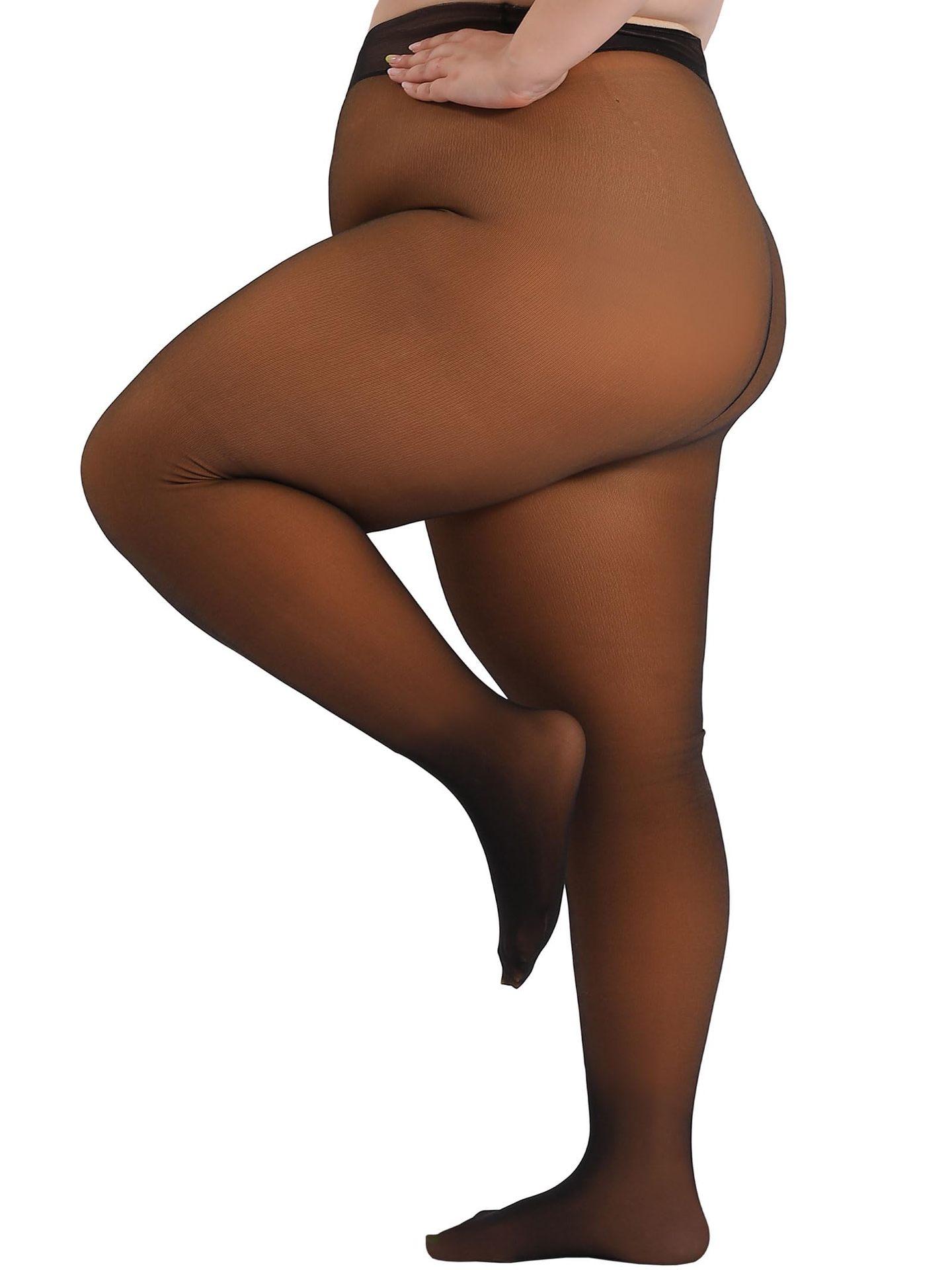 120kg Herbst und Winter Hochwertige Leggings Samt und Verdickter Schritt Damen Warme Oberbekleidung Große Größe Strumpfhosen 1XL brown