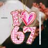  Valentine'S Day Digital Acrylic Decoration | Pink Heart I Love 67 Xoxo Romantic Pendant for Couples, Hanging Art Deco Style, Ideal for Anniversary 