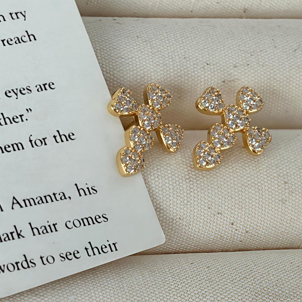 Diamond Cross Stud Earrings - Elegant, Versatile, High-End Design