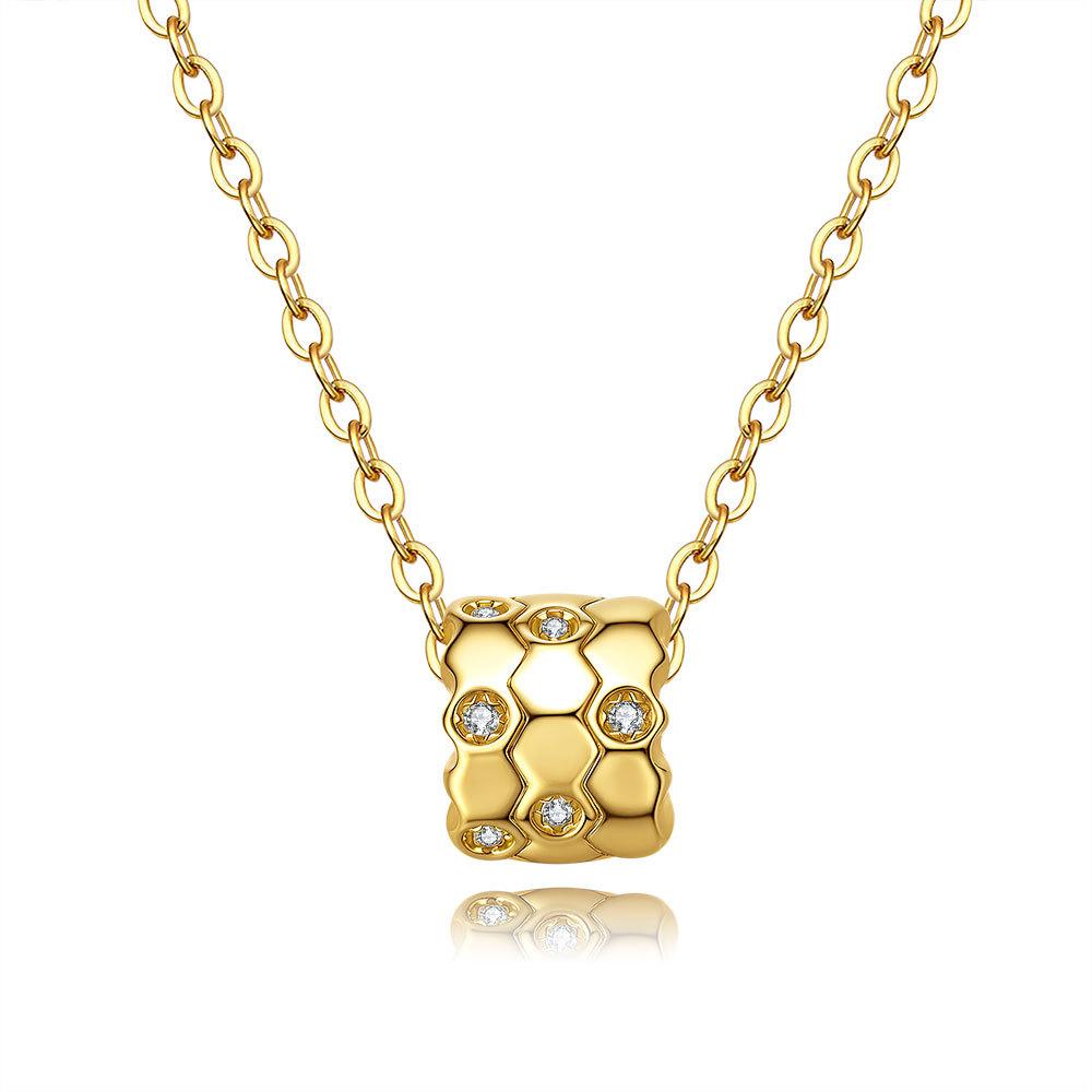 

Light Luxury White Gold Moissanite Small Savage Waist Necklace Women Mirror Honeycomb Light Luxury Niche Collarbone Set Ch