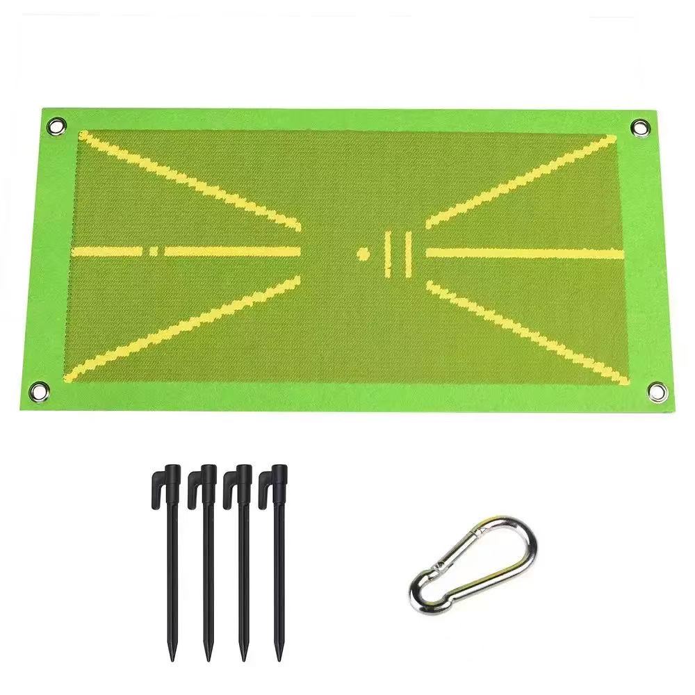 Golf Swing Training Mat with Ground Nails & Carabiner зелёный