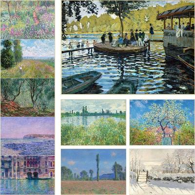 Claude Monet Ausstellung, Kunstposter, Leinwand, Ölgemälde, Garten, Boot, See, Landschaft, Naturlandschaft, Wandgemälde