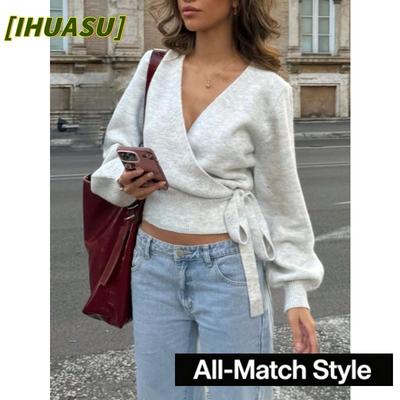 Moda Donna Casual Manica Lunga Scollo a V Bluse e Camicie