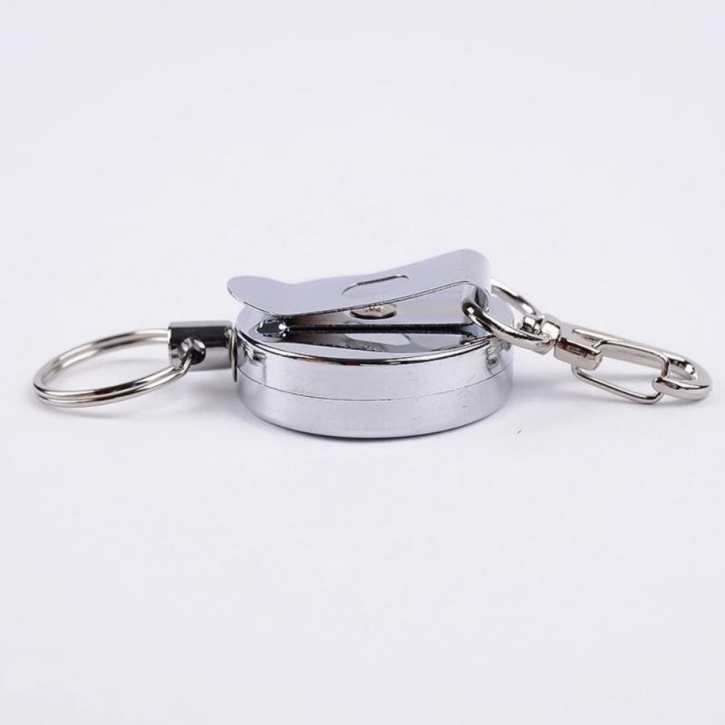 1pcs All Metal Easy Pull Buckle 4 High Resilient Telescopic Rope Key Ring Anti-theft Stretch Keychain