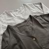 Women's V-Neck Cardigan: Minimalist Japanese Commuting Style, Long Sleeve Cotton Knitwear for Spring