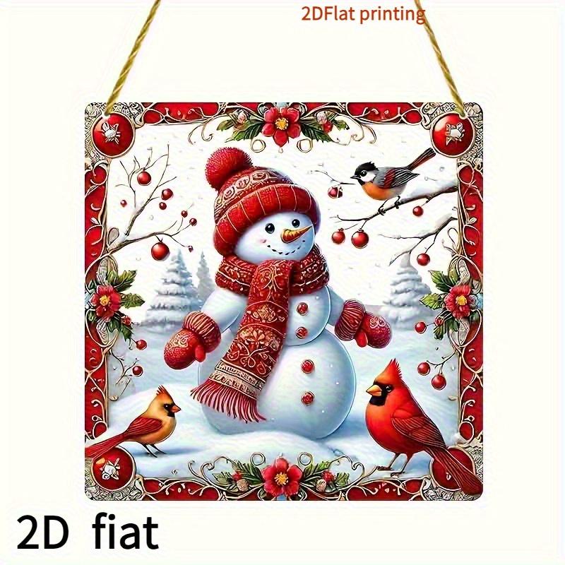 Bohemian Snowman Sun Catcher. Acrylic with red hat & scarf, a festive home decor gift.