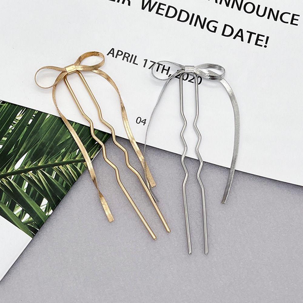 

Style Disk Hair Headwear Cheongsam Hair Accessories Bow Hair Stick Hair Fork U Shaped Hairpin срібний