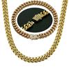14K Gold Plated Stainless Steel Cuban Chain Necklace For Men 6mm Miami Curb Link With Spring Cubic Zirconia Clasp