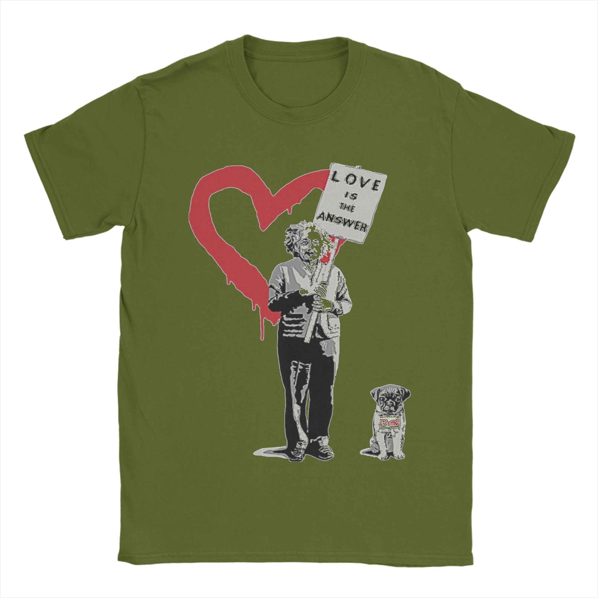 

Men s T-Shirts BANKSY Unique Pure Cotton Tees Short Sleeve Einstein Love is the Answer T Shirt Round Neck Clothes 6XL 4XL