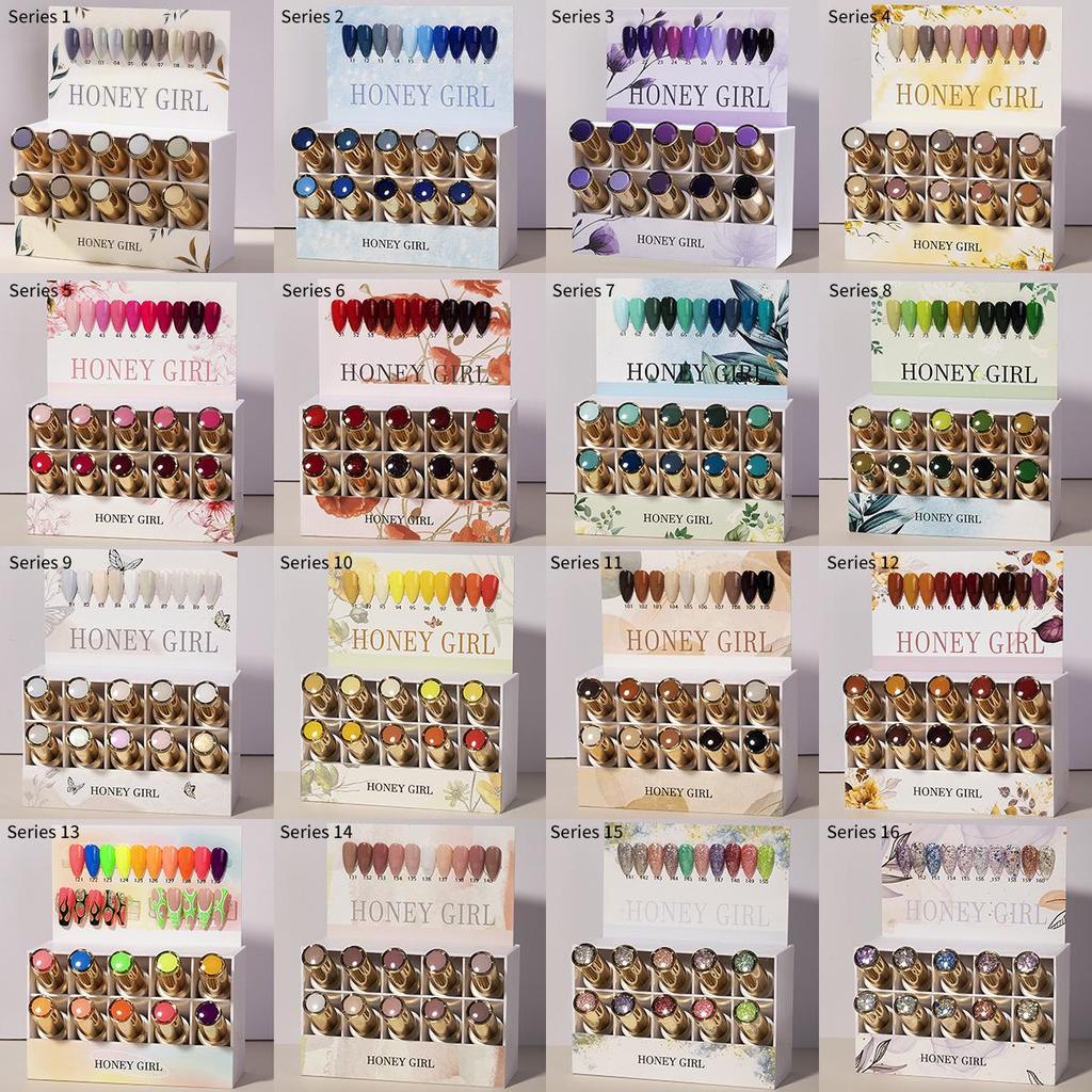 Honey Girl Versatile Nail Gel Set: 160 Mini Bottles in Internet Celebrity Styles, Shades 31-40, for a Whitening Effect.