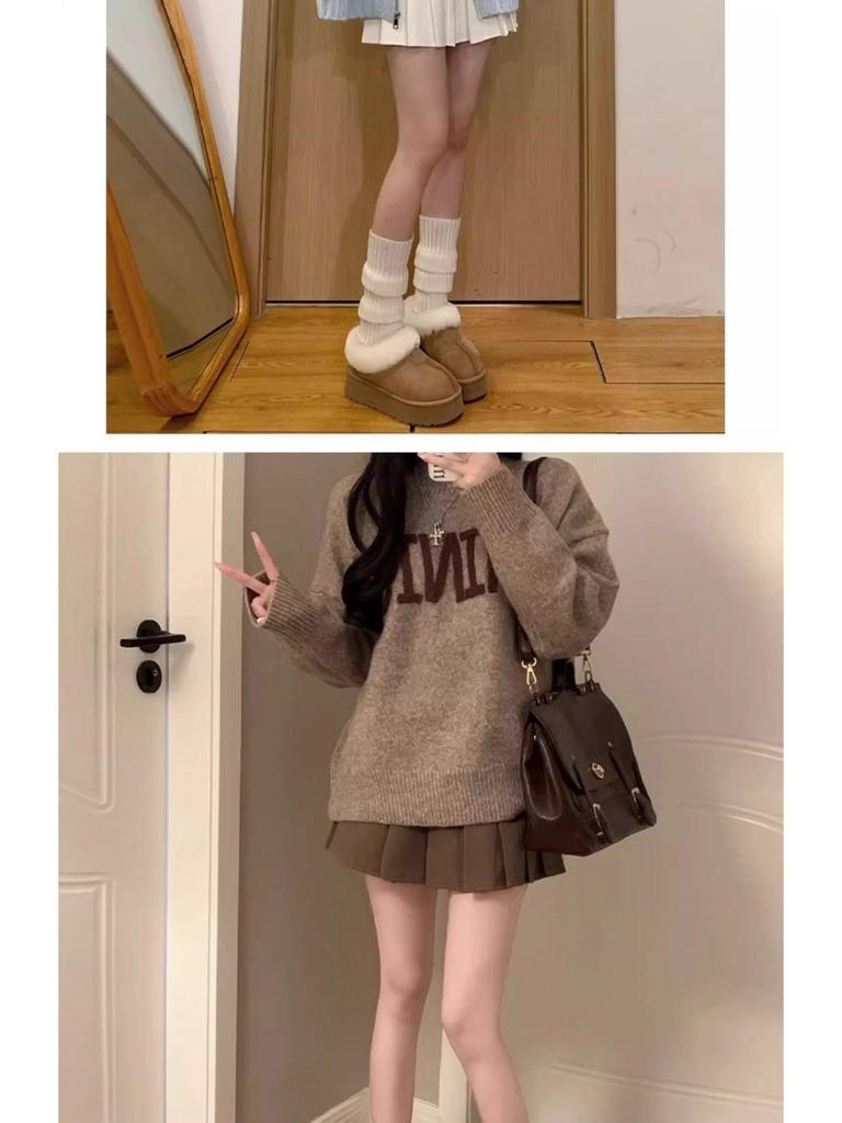 Meillard Women's High Waist Wool Blend Midi Skirt: Spring, Autumn, Winter A-Line, Slimming, Petite, Anti-Exposure, Pleated.