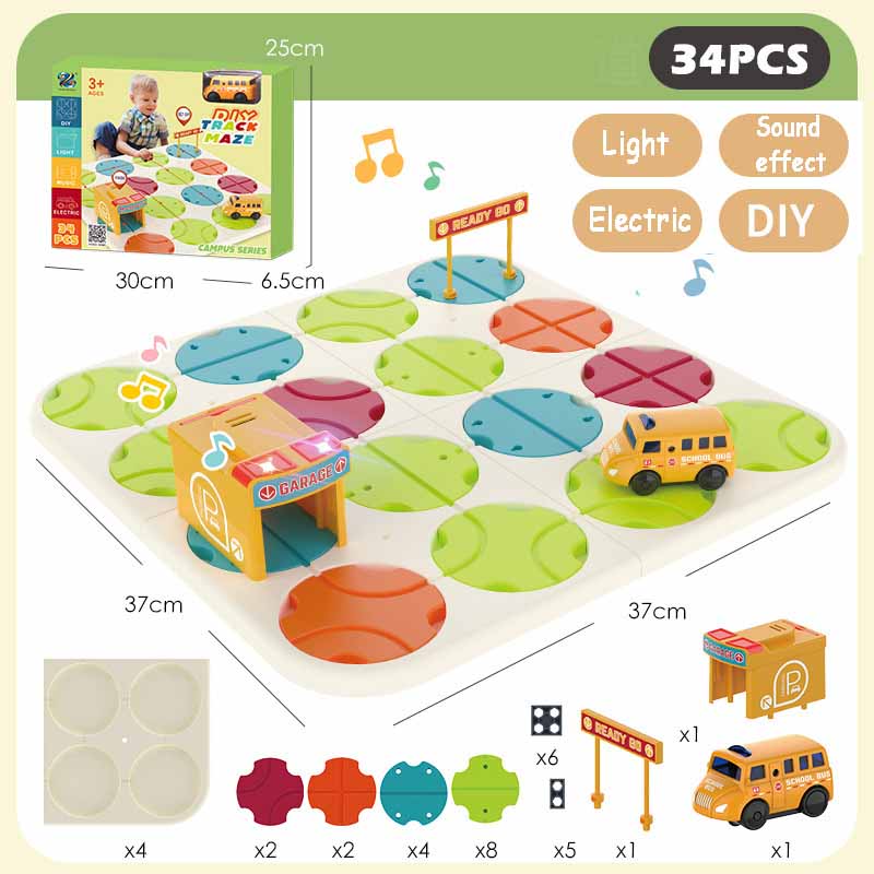 

DIY Car Car Kid Track Puzzle Set Toy Assembling Maze Map Sound Light Electric Rail Logical Thinking Trainting Intellectual Game