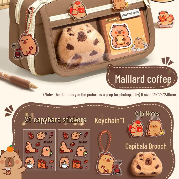 Capibara Velkokapacitní Průhledné Pouzdro na Tužky Odolné Proti Nečistotám, Roztomilé a Stylové pro Studenty Středních Škol