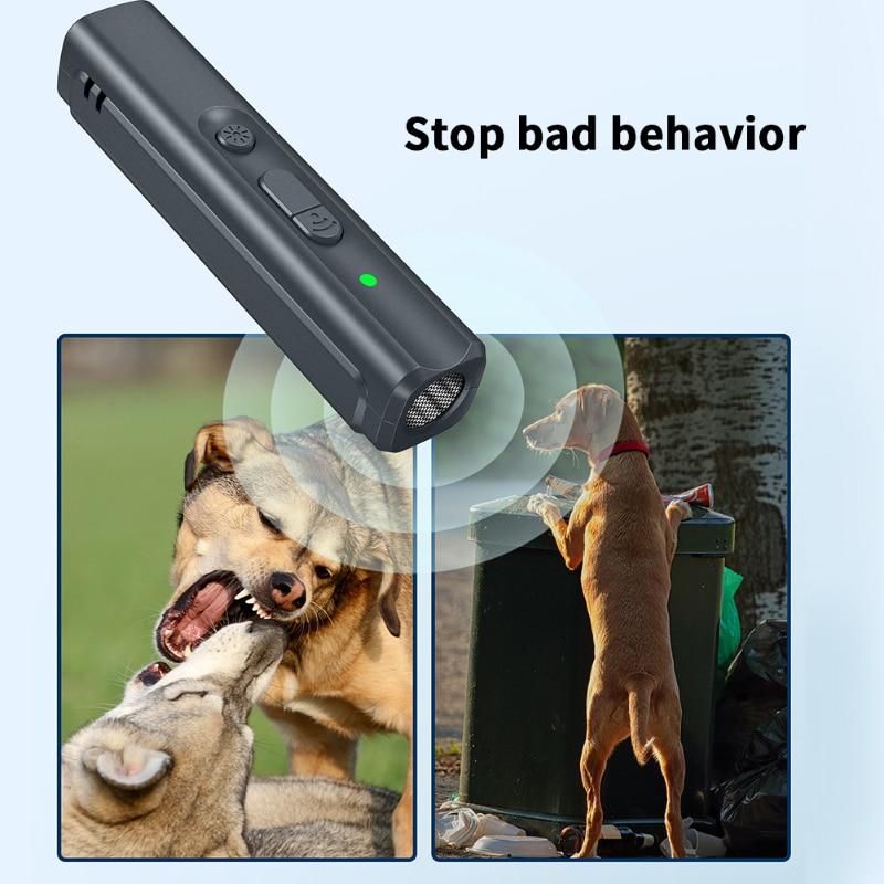 Ultrasonic Dog Repeller Anti Barking Stop Bark With UV Light USB Rechargeable Battery Training Device Pet Supplies Accessories