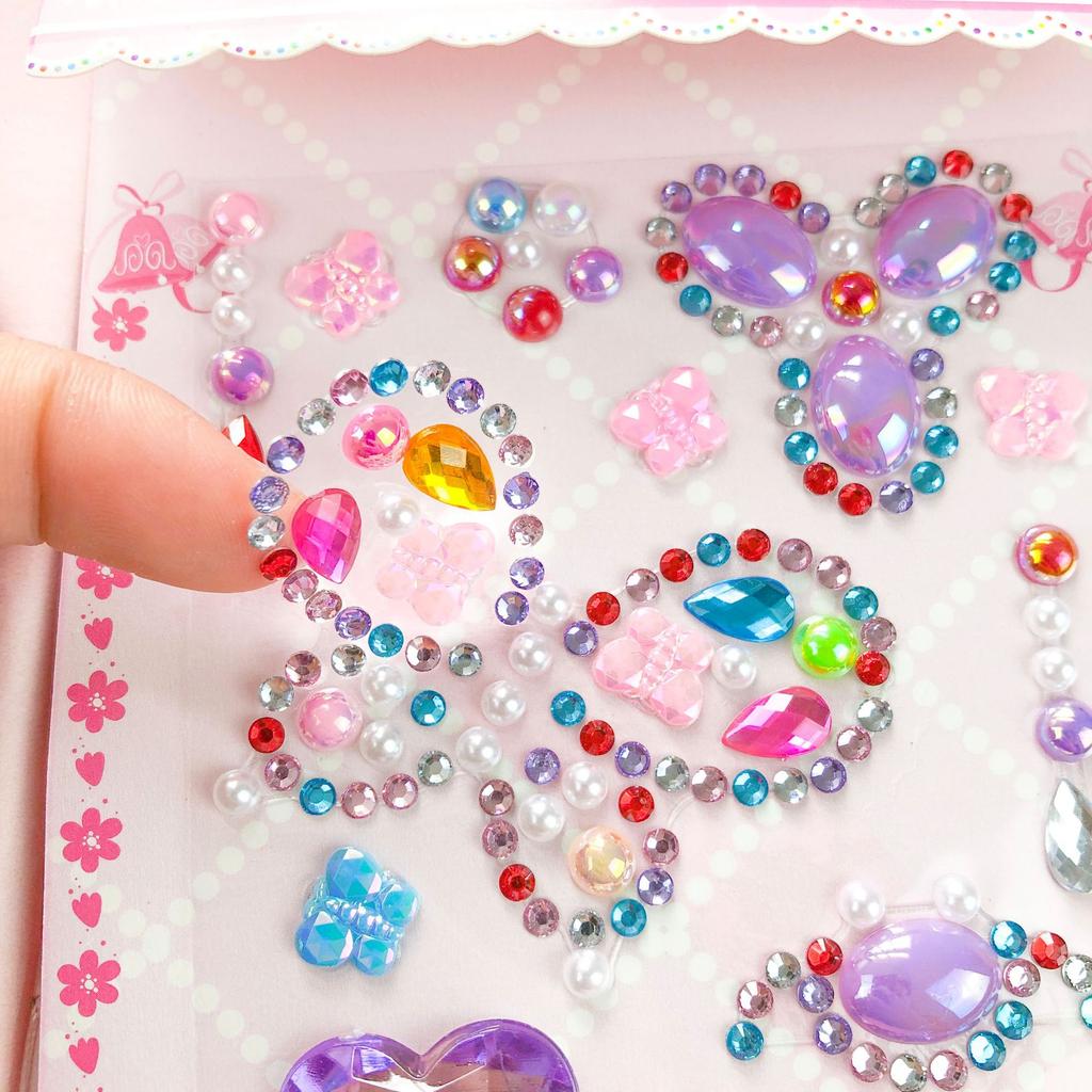 6PCS 3D Gem Diamond Stickers Rhinestone Acrylic Crystal Creative DIY Gifts For Girls Kids Toys Mobile Album Decoration