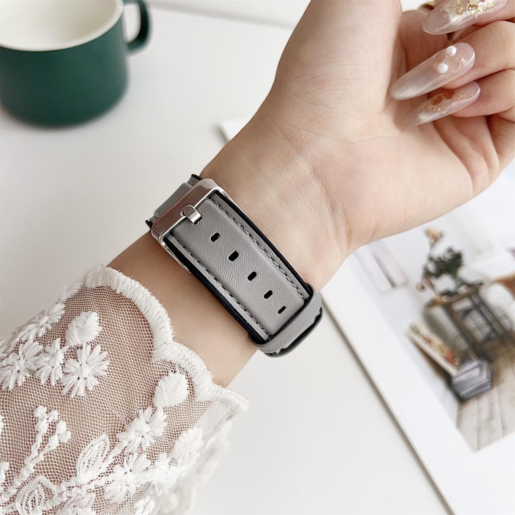 Watch Band for Apple Watch Series 10 Ultra 9 8 7 SE 6 5 4 3 2 1 46mm 49mm 45mm 44mm 42mm Napa Texture PU Covered Silicone Strap