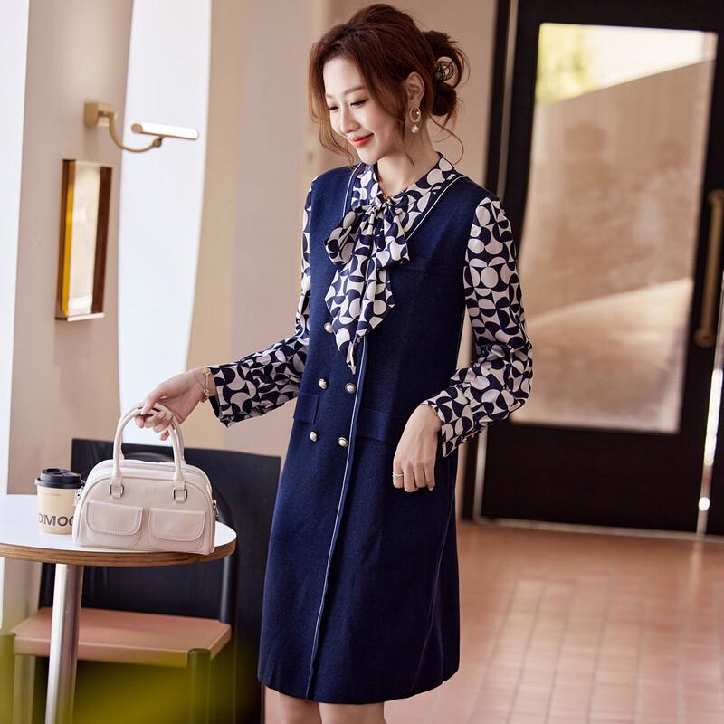 KAVON Elegant Patchwork Printed Midi Dress 2XL