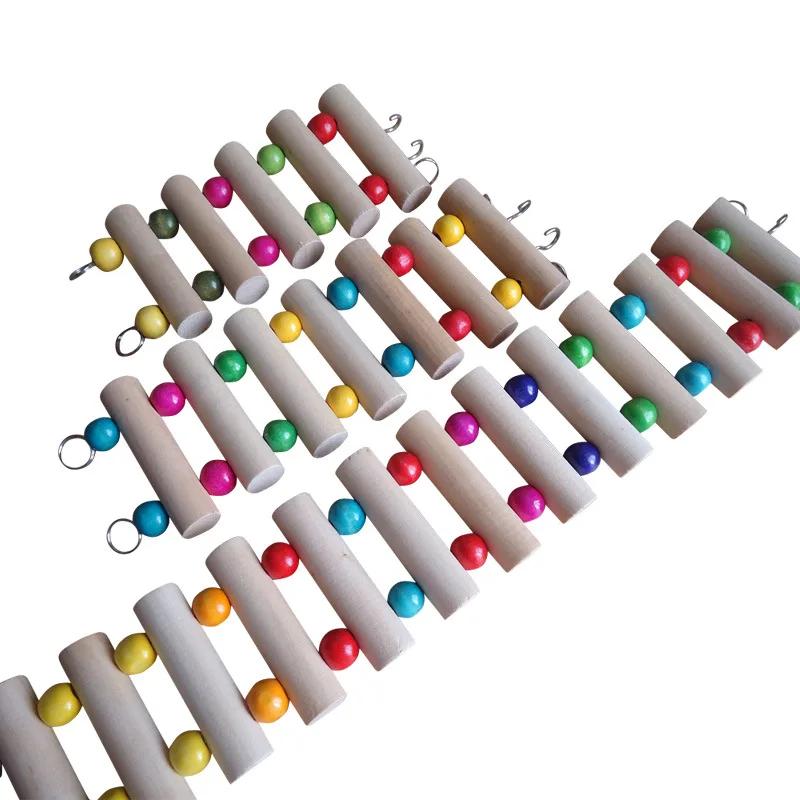 1PC Wood Ladder for Parrot And Hamster Climbing Rope Harness Cage Toy for Parakeet Pet Accessories