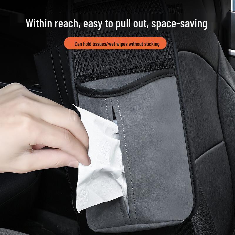Large Car Seat Storage Bag with Tissue Box and Cup Holder