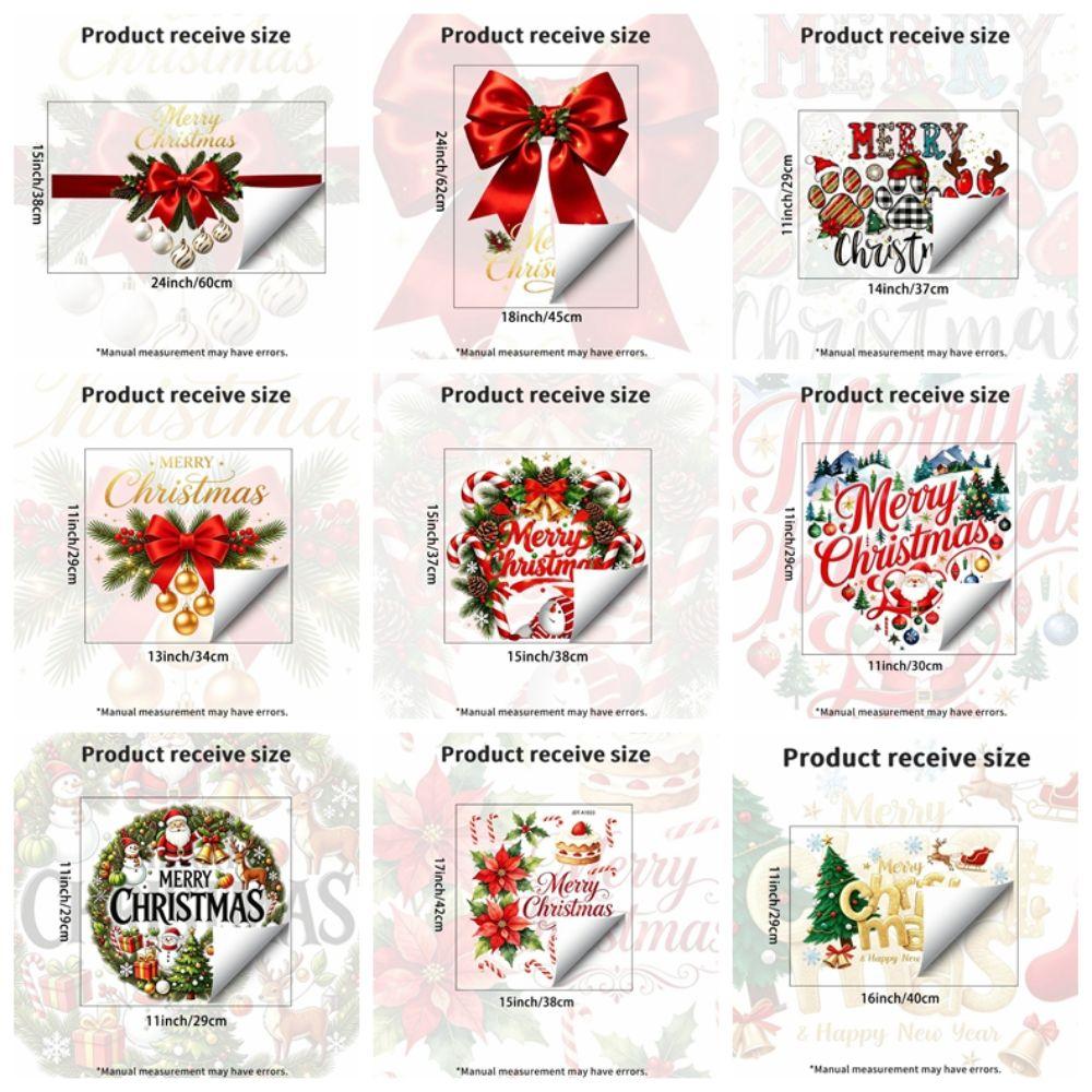 Colorful Christmas Window Sticker Removable Festive Room Decoration Static Glass Cling Homeowner