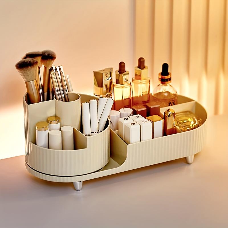 Um 360° drehbarer Make-up-Organizer mit großer Kapazität, wasserdichte Aufbewahrungsbox für Kosmetika mit Hautpflegefach für die Schreibtischorganisation, Aufbewahrung des Make-up-Organizers