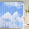 Tenda da Doccia 180x180cm Cielo Azzurro Nuvole Soleggiato Paesaggio Naturale Stampa 3D con Ganci Tessuto Impermeabile Tende per Bagno Casa