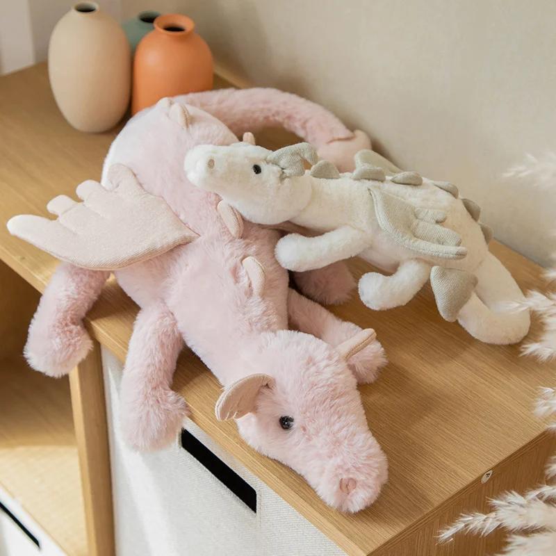 30/50/70/90cm Flying Dragon Cartoon Plush Toy With Wings Blue Green White Pink Long Dragon Plush Toy Pillow Gift For Boys Girls