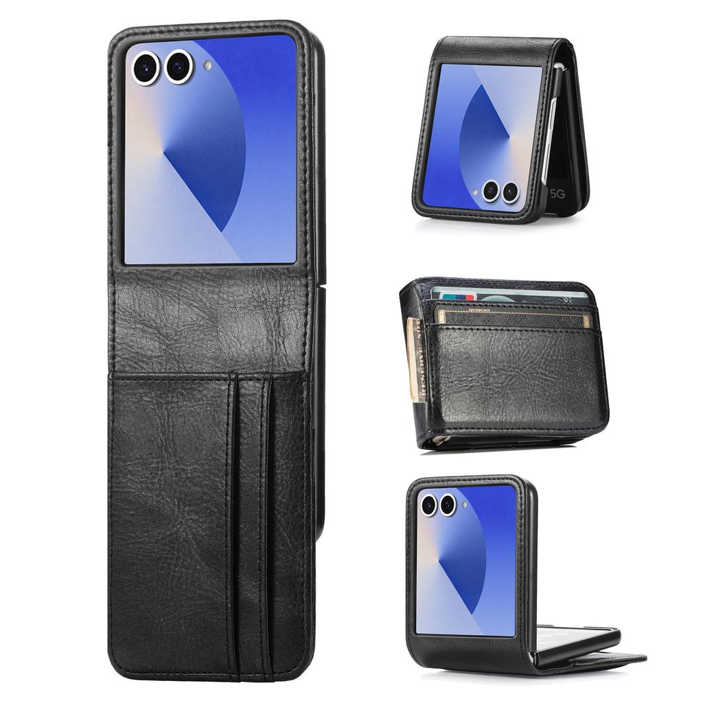 PU Leather Phone Case for Samsung Galaxy Z Flip 8 7 6 5 4 3 Flip8 Flip7 FE Flip6 Flip5 Folding One-piece Card Holder Cover XL002
