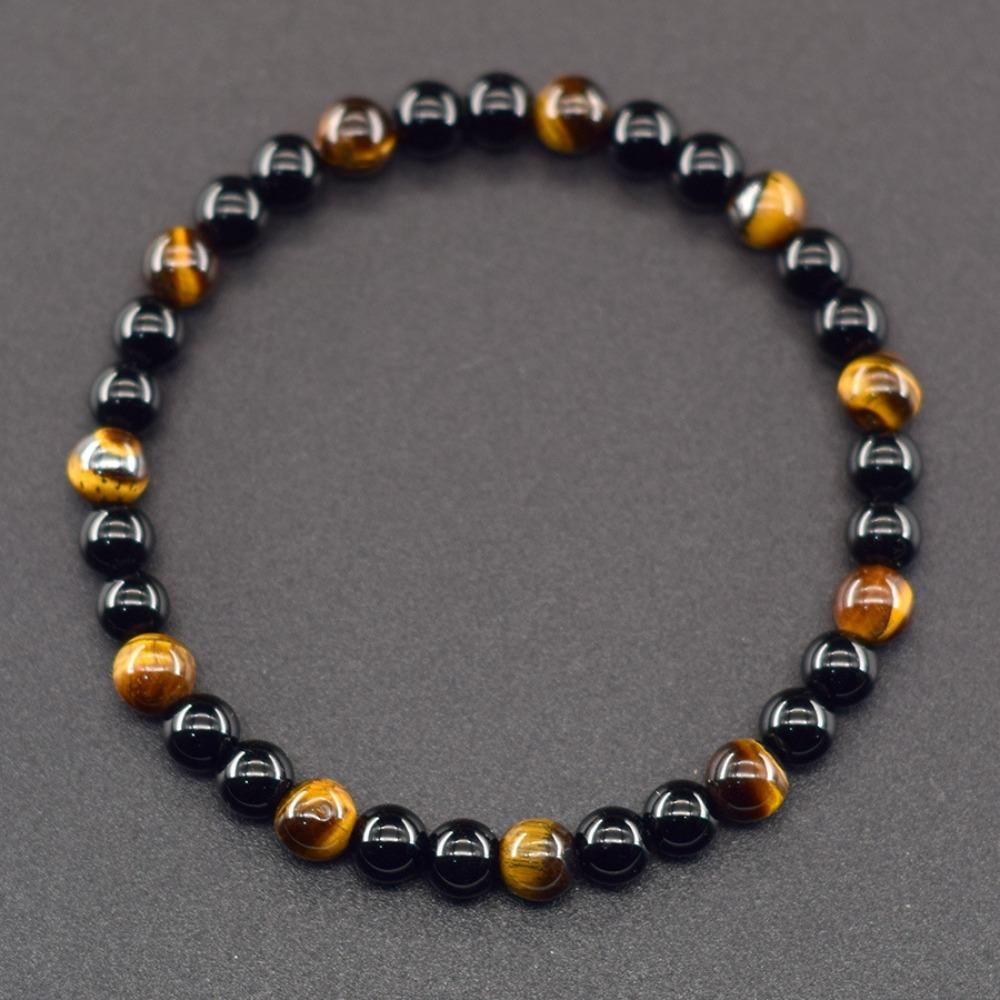 Geometric Green Malachite Stone Bracelet 6mm Black Tourmaline Beads Bracelet Meditation Jewelry