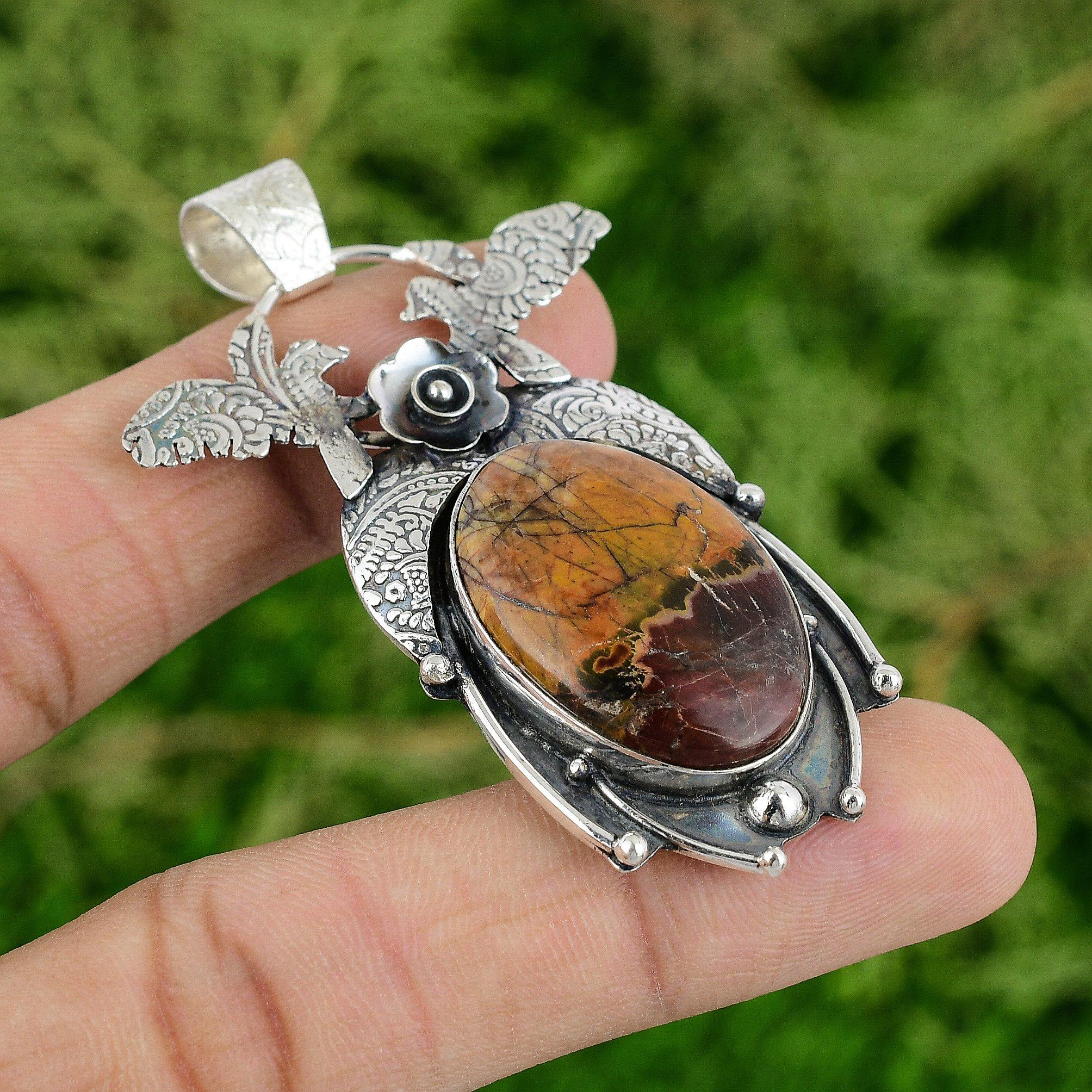 

Daughters Day Deal Red Jasper Stone Root Chakra Pendant Jewelry Sterling Silver