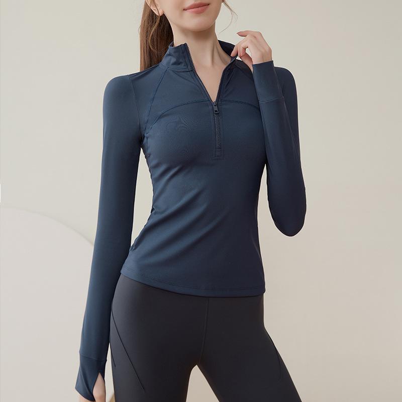 

Женская полумолния с подкладкой для йоги, облегающий топ с длинным рукавом, легкая роскошная куртка XL темно-синий
