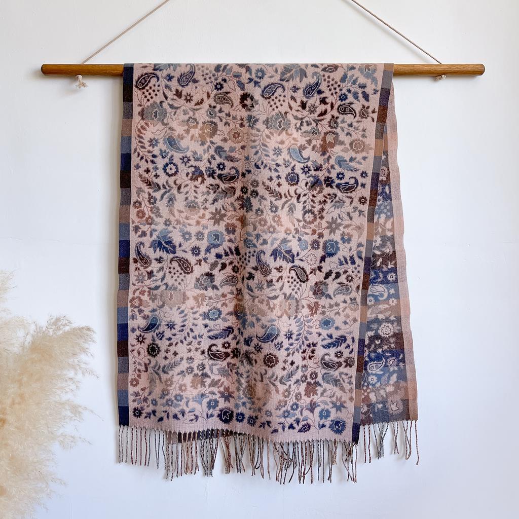 Women Winter Fashionable Tassel Shawl Thickened Imitation Cashmere Scarves Ethnic Style Warm Blanket Cape Headscarf Scarf