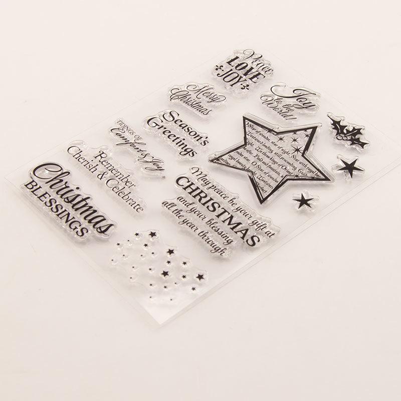 Steaua de Crăciun, silicon transparent, ștampile transparente, sigiliu pentru album de albume de bricolaj, carte de hârtie, foi decorative, salut de anotimp, bucurie