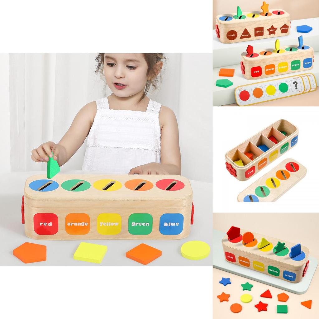 Wooden Shape Matching Color Classification Box Evil Child Puzzle Toy For Kids Ages 2 To 6
