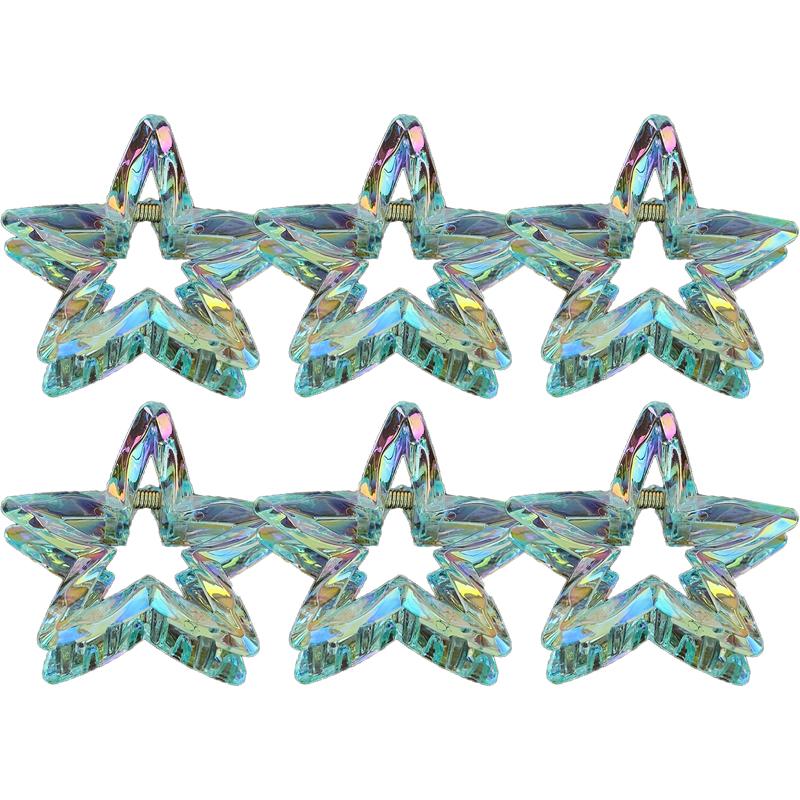 Laser Cutout Star Hair Clips Girl Ponytail Claw Shark Clip Back of Head Hair Accessories