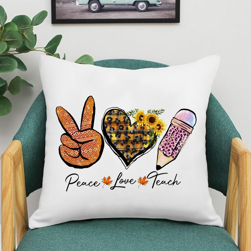 

Peach Love Teach Print Pillow Case Cushion Cover Teacher s Day Room Soft Pillowcase Bedroom Camper Birthday Gifts for Teacher
