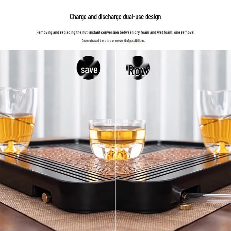 Walnut Wood Kung Fu Tea Tray with Drainage and Storage