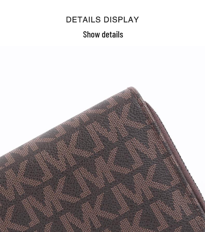 Portfel damski w stylu koreańskim, wzór 2025, kopertówka z podwójnym zamkiem błyskawicznym z nadrukiem, dwuwarstwowa, duża pojemność, torba na telefon