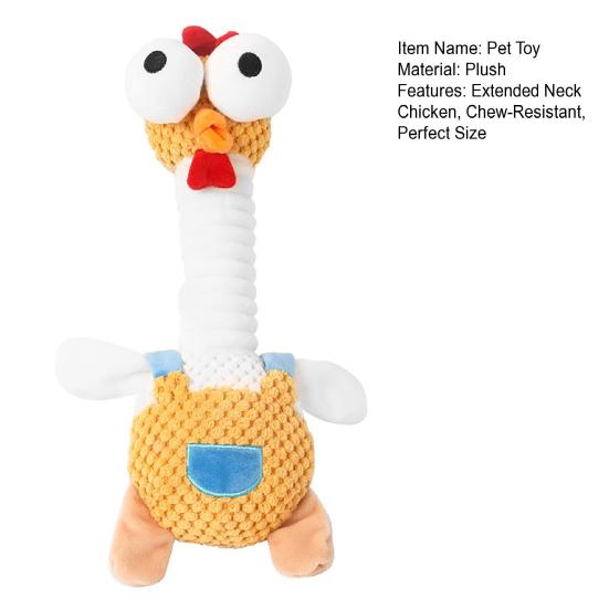 Giocattolo per Animali con Collo Esteso Design Pollo Peluche Giocattolo per Cani Tiragraffi Morbido Elastico Giocattolo da Masticare con Suono Squeaky Sollievo per la Dentizione dei Cuccioli
