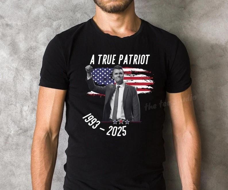 Charlie Kirk Shirt A True Patriot USA shirt Memorial Remembering Charlie Kirk # L
