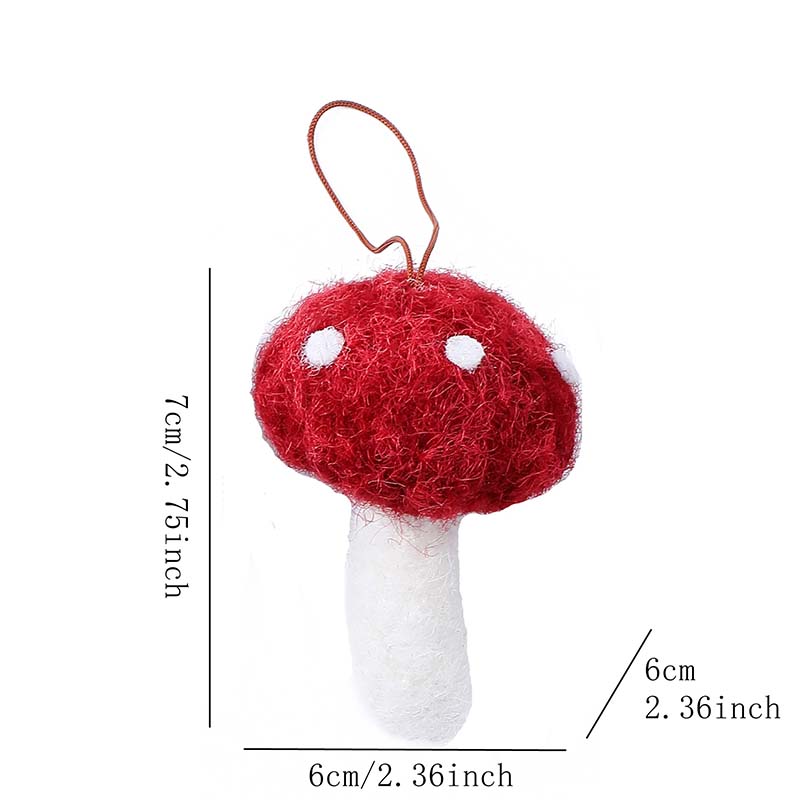 WTEMPO 1PC Christmas Cute Furry Mushroom Shaped Ornaments DIY Christmas Scene Decor Supplies Christmas Tree Decor Hanging Pendents