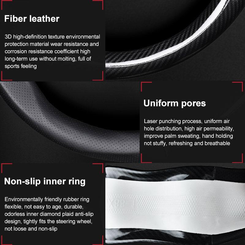 1Pcs Leather Carbon Fiber Car Steering Wheel Cover Emblem Accessories For Lexus NX200T ES250 ES300 ES350 RX350 RX400 GX300 IS300