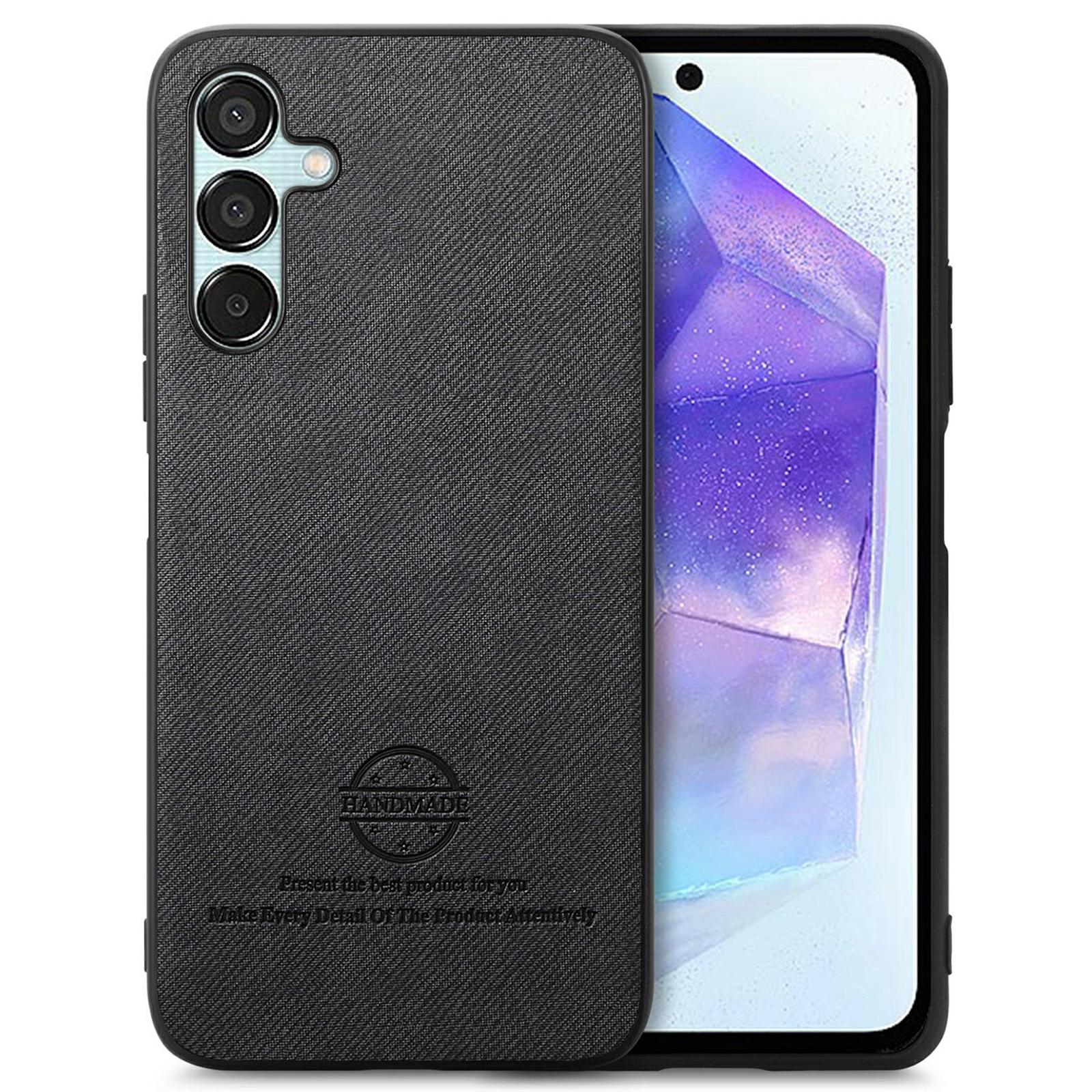 

Для Samsung Galaxy A36 5G чехол ткань текстура кожа + ПК + ТПУ противоударный чехол для телефона Black