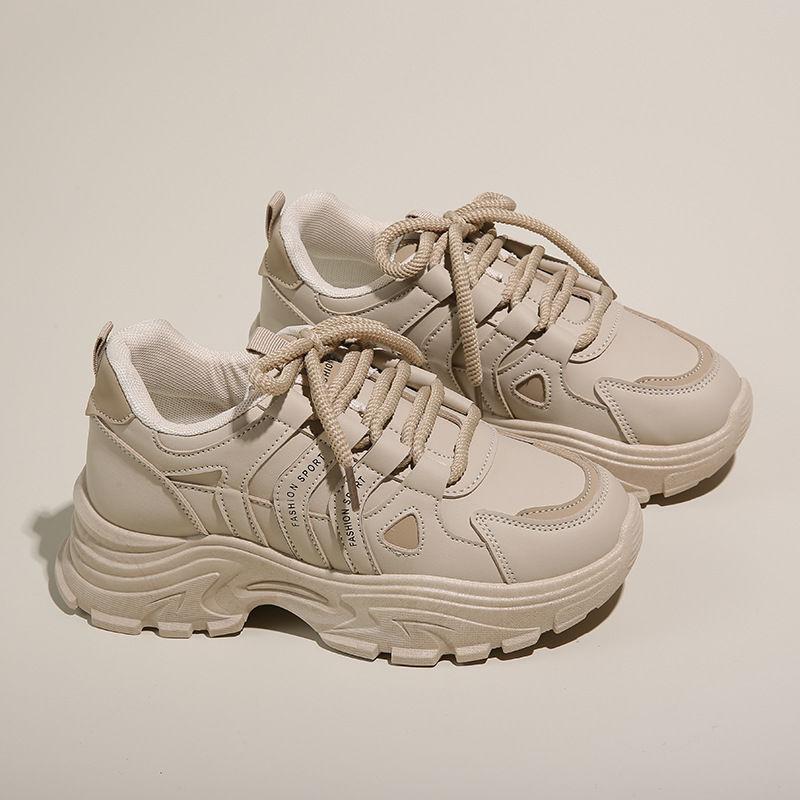 Korean Retro Thick Soled Women's Sports Shoes, Autumn and Winter Thick Soled Height Increasing Student Running Casual Shoes