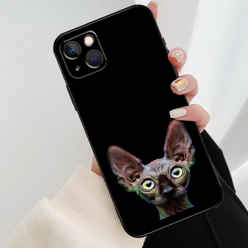Sphynx Cat Phone Case For iPhone 11 12 13 14 15 16 Pro Max Mini X XR XS Max Plus Cover Funda