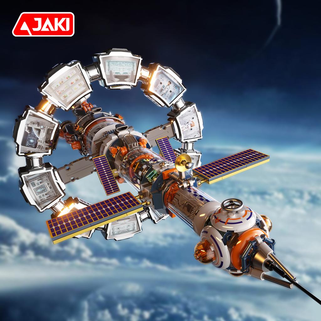 CK028 Aerospace Series Electric Rotating Dawn Star Ring Space Station Building Blocks Set Model Assembly Toy Boy's Birthday Gift