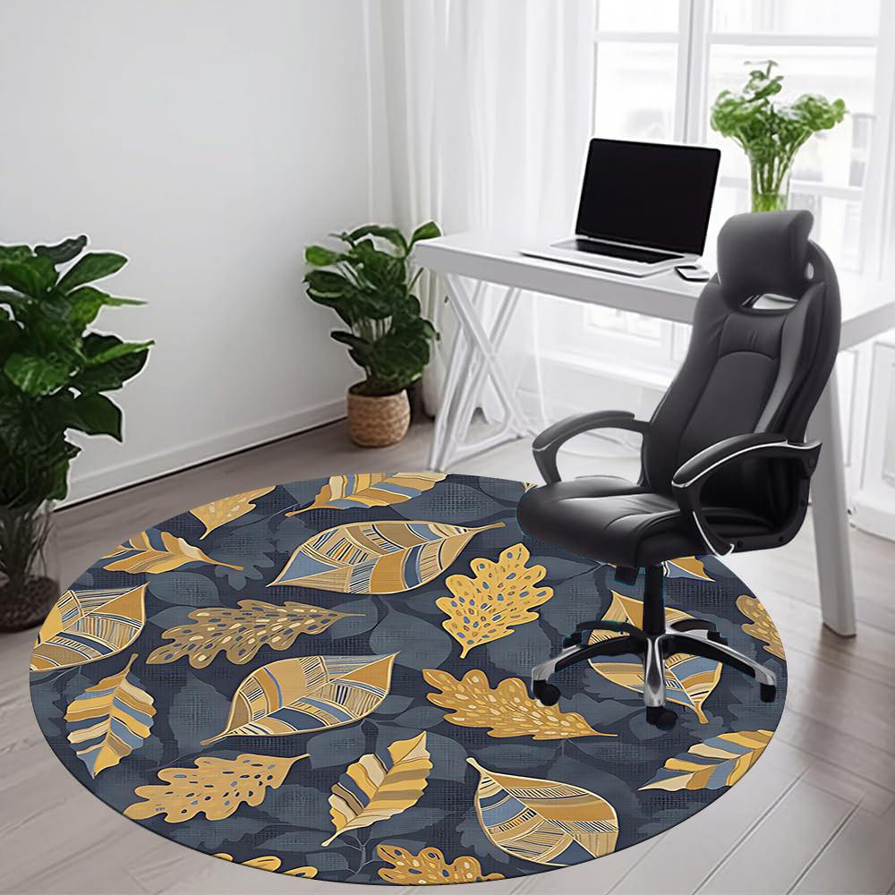 1pc Autumn Leaves Office Round Area Rug, Indoor Mat Suitable ForOffice, Under Office Chairs Bedroom Living Room Home Decor, Room Decot076