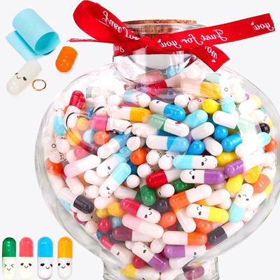 Nachrichtenkapseln Liebespille mit Rollpapier Leere Notizen Wunschflasche Kapsel Lächeln Emoticon Hochzeitsgastgeschenk Party Valentinstagsgeschenk
