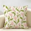Soft Pink Calla Lily Art Cushion Cover Durable Hypoallergenic Organic Linen Short Pillow Cover Washable